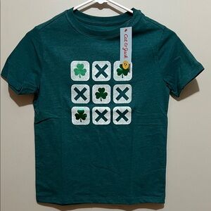3/$10 Cat & Jack Green T-Shirt with Shamrock and X Design